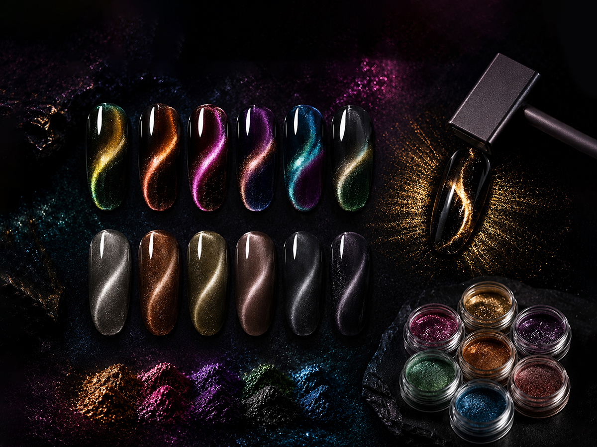 Cat's Eye Nail Powder with magnetic reflective effects