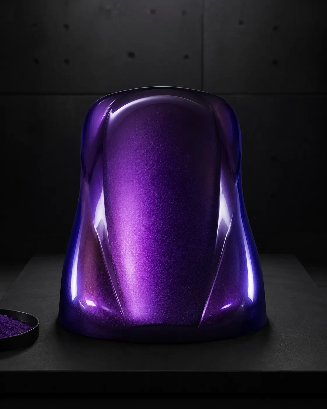 Front view of purple chameleon pigment coating sample